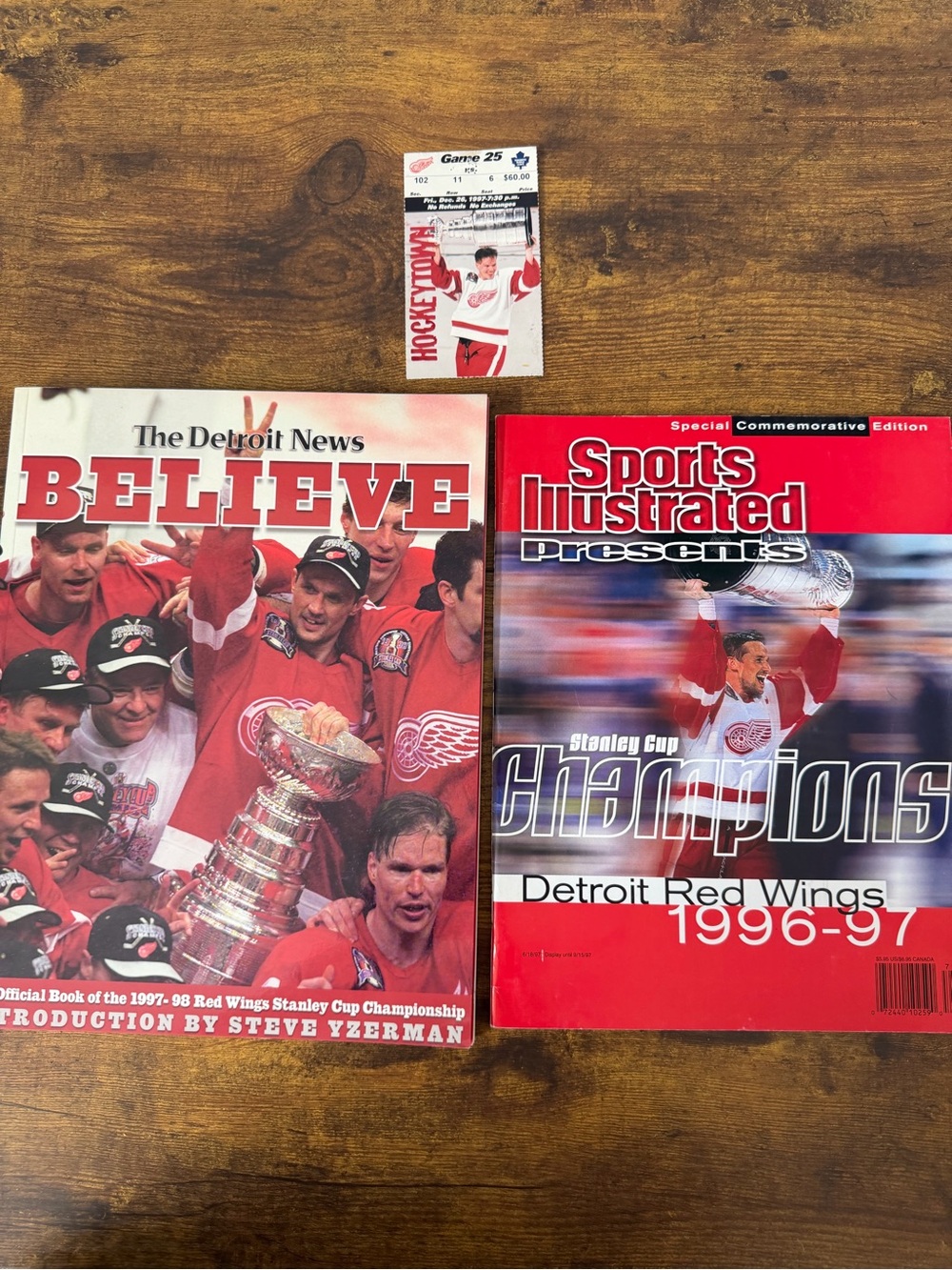 Detroit Red Wings Believe Book SI Stanley Cup Magazine Ticket‎ Stub Yzerman NHL